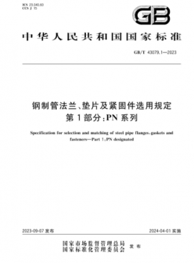 鋼制管法蘭、墊片及緊固件選用規(guī)定 第1部分：PN系列國標(biāo)/T 43079.1-2023