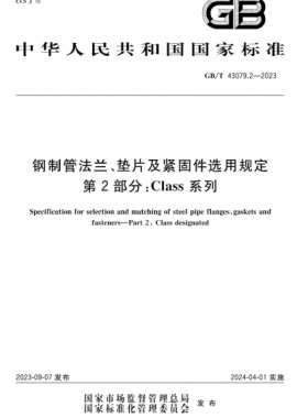 鋼制管法蘭、墊片及緊固件選用規(guī)定 第2部分：Class系列國標(biāo)/T 43079.2-2023